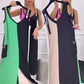 🌸spring Specials💐 V-Ausschnitt Farbe Blockiertes ärmelloses Strickkleid