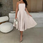 Elegantes, farbloses trägerloses Midi -Kleid
