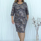 Frauen eleganter Plus -Size -Blumendruckkleid