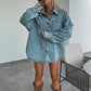 ✨ New Summer Denim Anzug übergroße Hemd- und Felshowchen👚