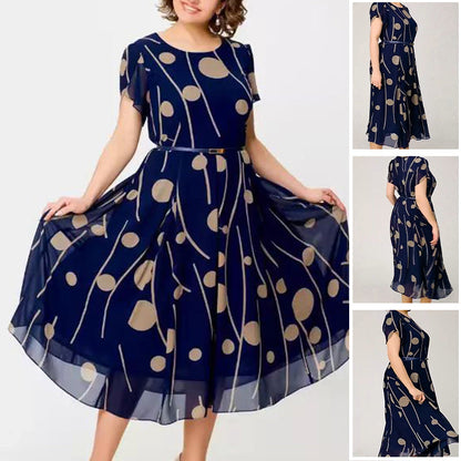 Polka Dot Print Mesh Kurzarm Kleid💙