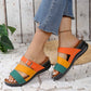 Damenfarbenblockierende Neigung Ferse dicke untere Sandalenschuhe