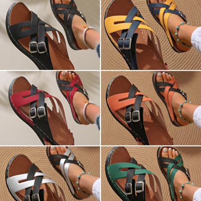 Frauen Modegürtel Schnalle Dicke Boden Sandalenschuhe👟