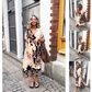 Lose V-Ausschnitt mit Frauen gedrucktes Kleid👗