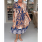 Lose V-Ausschnitt mit Frauen gedrucktes Kleid👗
