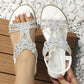 🔥Summer Hot Sale - schickes florales Strass -Flachsandalen mit floralem Strass