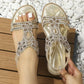 🔥Summer Hot Sale - schickes florales Strass -Flachsandalen mit floralem Strass