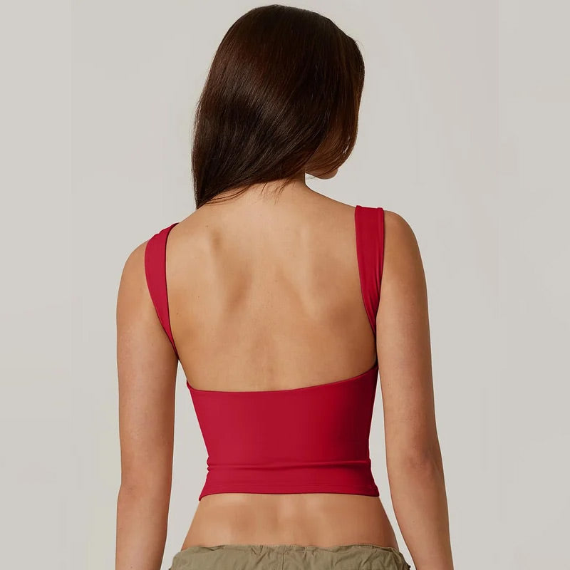 💖High Neck Slim Fit Crop Tank Shirt Y2k Tops-3