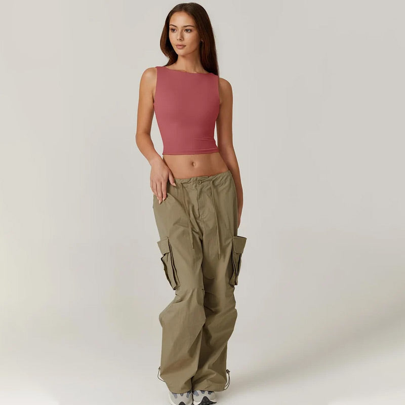 💖High Neck Slim Fit Crop Tank Shirt Y2k Tops-4