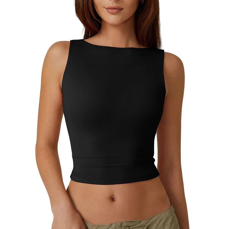 💖High Neck Slim Fit Crop Tank Shirt Y2k Tops-10