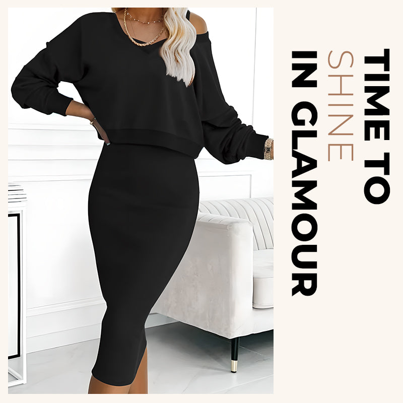 💥2025 New Arrive - 50% OFF💥Women's 2-Piece Set Sleeveless Dress & Loose V-Neck Pullover  20 Reviews-1