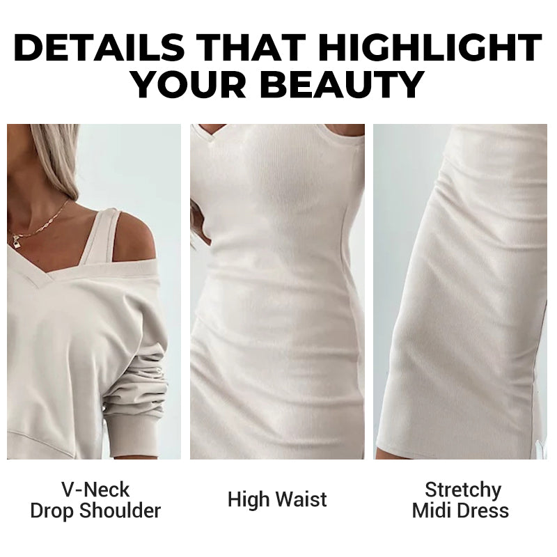 💥2025 New Arrive - 50% OFF💥Women's 2-Piece Set Sleeveless Dress & Loose V-Neck Pullover  20 Reviews-5