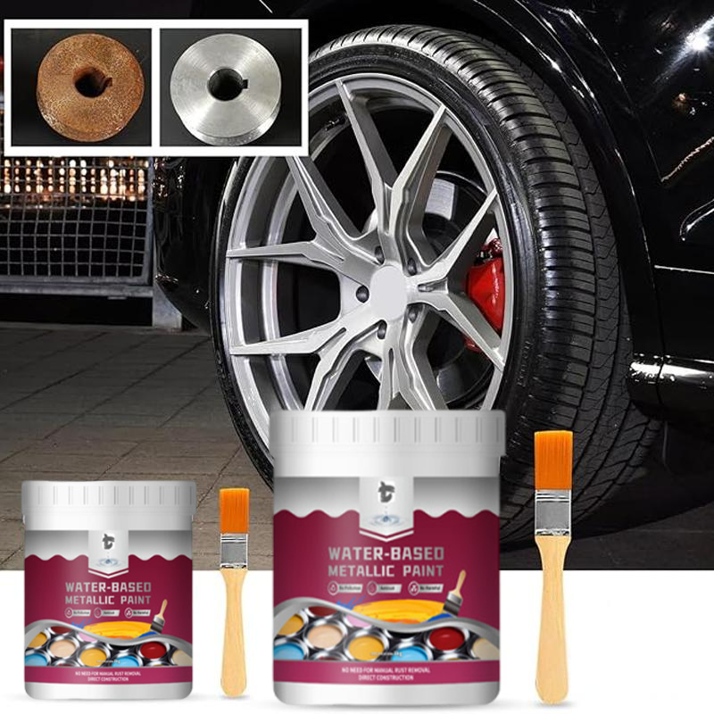 ⏳Time-Limited Special⏰Rust Converter Metallic Paint – One coat stops rust, no sanding, no fumes. Dries to a sleek metal finish. Perfect for garden tools & gates. 🔨🛡️-1