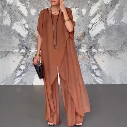 ✨2025 HEISSER VERKAUF✨💃Damen-Set aus asymmetrischem Oberteil und lockerer Hose
