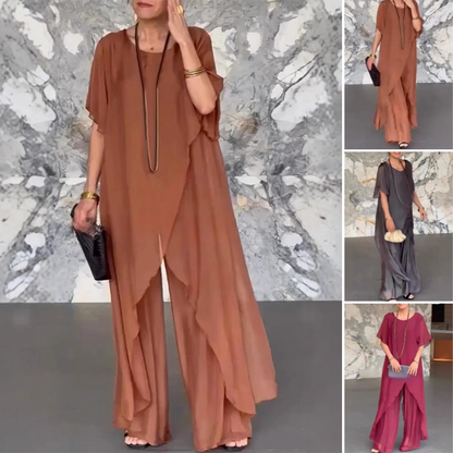 ✨2025 HEISSER VERKAUF✨💃Damen-Set aus asymmetrischem Oberteil und lockerer Hose