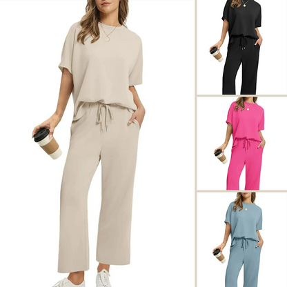 Weiches, lässiges Set aus Oberteil und Hose für Damen
