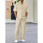 Men's Collared Top & Drawstring Pants Set-1