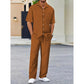Men's Collared Top & Drawstring Pants Set-2