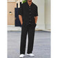 Men's Collared Top & Drawstring Pants Set-3