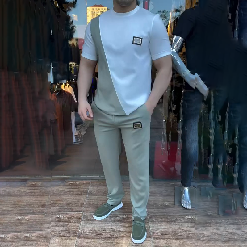 🔥 Trending This Summer! 💁‍♀️ Men's Casual Crew Neck Top and Pants Set-1