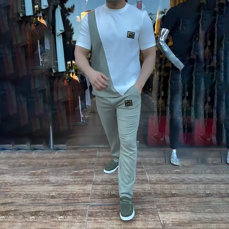 🔥 Trending This Summer! 💁‍♀️ Men's Casual Crew Neck Top and Pants Set-2