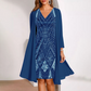 💕Damen-Set: Kleid mit V-Ausschnitt & transparenter langer Jacke