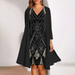 💕Damen-Set: Kleid mit V-Ausschnitt & transparenter langer Jacke