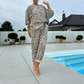 💃Ensemble 2 pièces pour femme avec haut et pantalon à imprimé léopard ——  idéal pour le brunch ou les courses du week-end