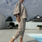 💃Ensemble 2 pièces pour femme avec haut et pantalon à imprimé léopard ——  idéal pour le brunch ou les courses du week-end