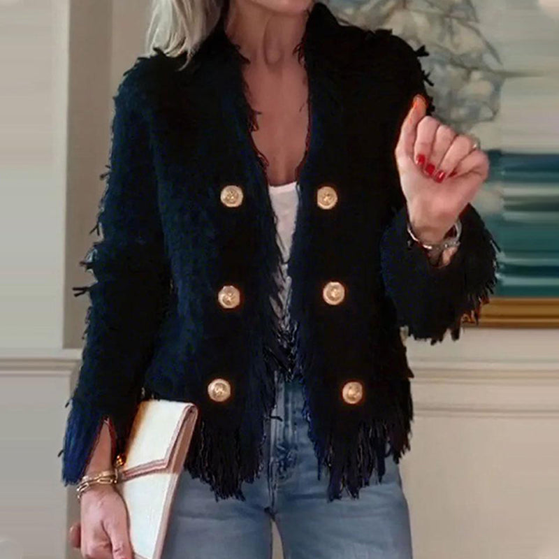 💜 LAST DAY PROMOTION - 50%OFF 💜 Women’s Fashion Button Tassel Short Coat-3