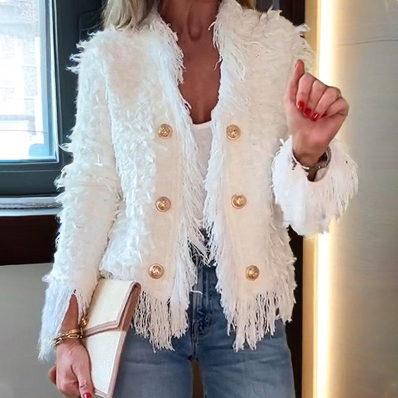 💜 LAST DAY PROMOTION - 50%OFF 💜 Women’s Fashion Button Tassel Short Coat-5