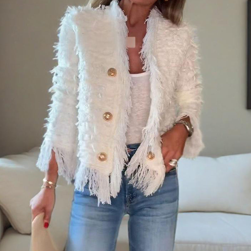 💜 LAST DAY PROMOTION - 50%OFF 💜 Women’s Fashion Button Tassel Short Coat-2