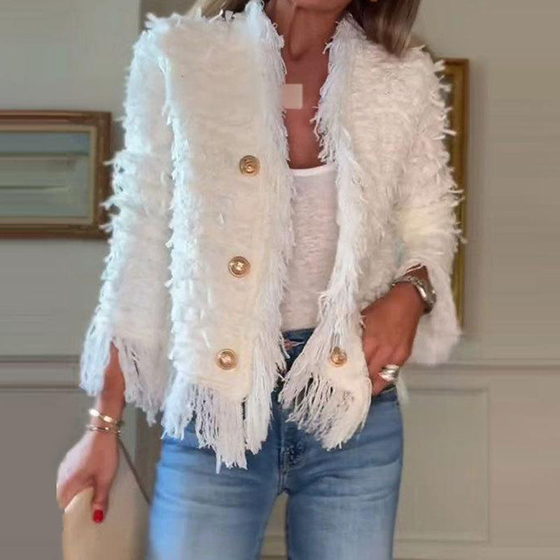 💜 LAST DAY PROMOTION - 50%OFF 💜 Women’s Fashion Button Tassel Short Coat-6