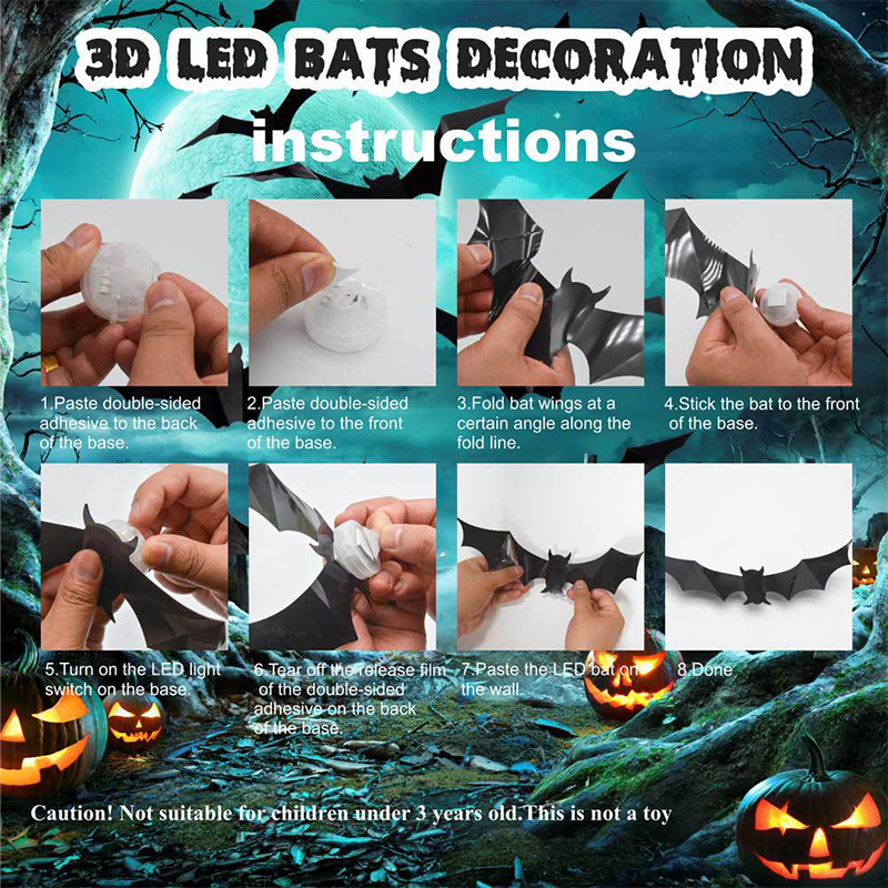 3D Bat LED Wall Light Decor-4
