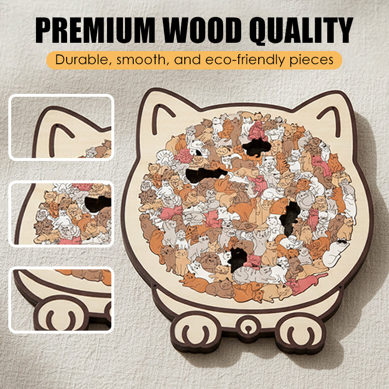 🎊Christmas sale - 50% Off🎊Adorable Cat-Shaped Wooden Jigsaw Puzzle-3