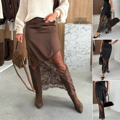 Eleganter langer Rock mit Spitzeneinsatz für Damen