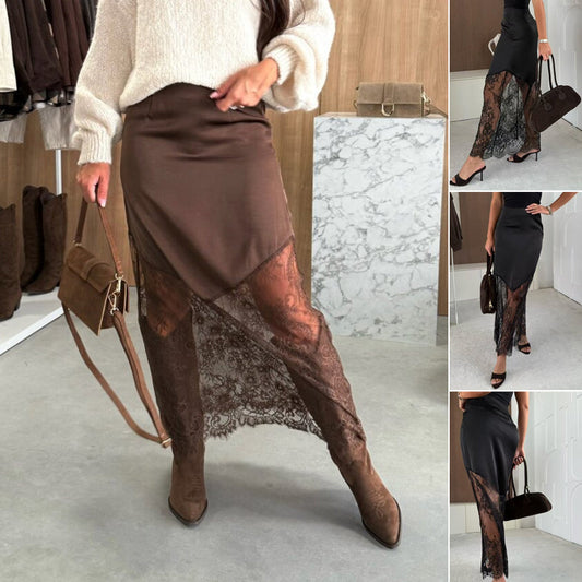 Eleganter langer Rock mit Spitzeneinsatz für Damen