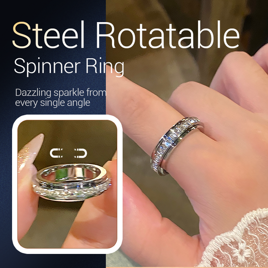💖Drehbarer Spinner-Ring aus Titanstahl mit Zirkonia