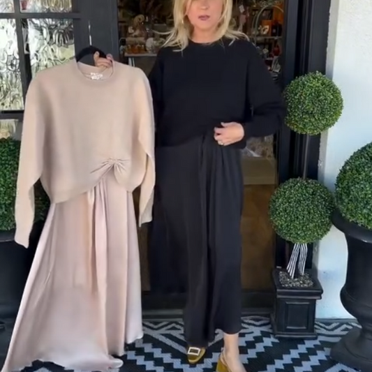 💎 Women's Elegant 2-Piece Set: Twist-Knot Top & Maxi Dress