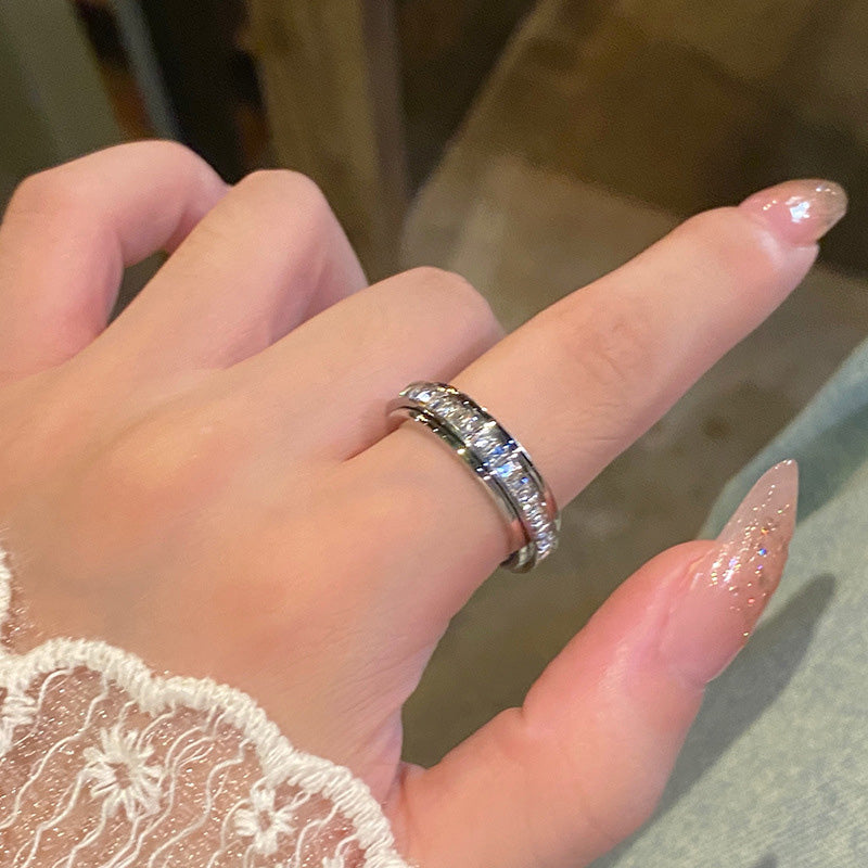 Titanium Steel Rotatable Spinner Ring with Zirconia-5