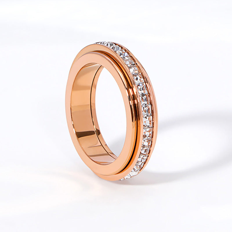 Titanium Steel Rotatable Spinner Ring with Zirconia-9