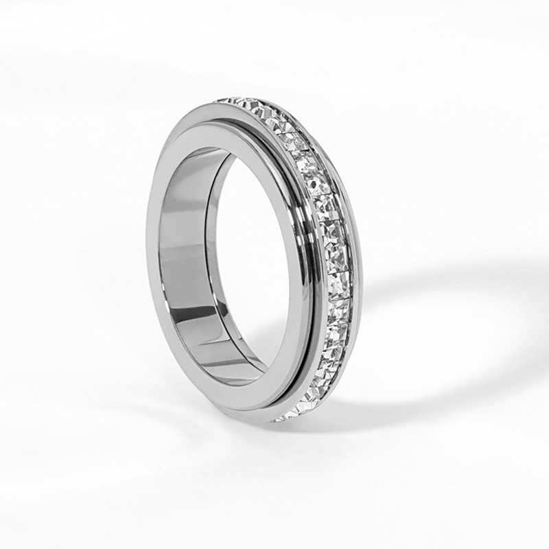 Titanium Steel Rotatable Spinner Ring with Zirconia-10