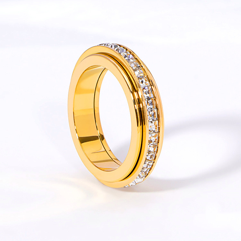 Titanium Steel Rotatable Spinner Ring with Zirconia-11