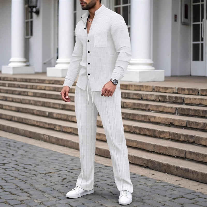 Men‘s Casual Waffle 2-Piece Set – Comfortable Fabric, Modern Fit & Versatile Style👖-2