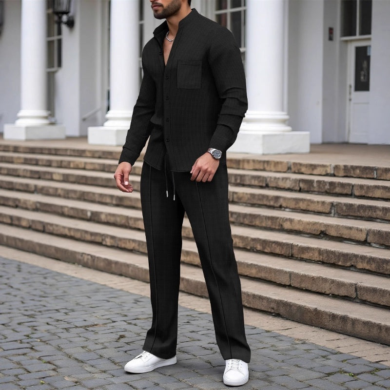Men‘s Casual Waffle 2-Piece Set – Comfortable Fabric, Modern Fit & Versatile Style👖-1
