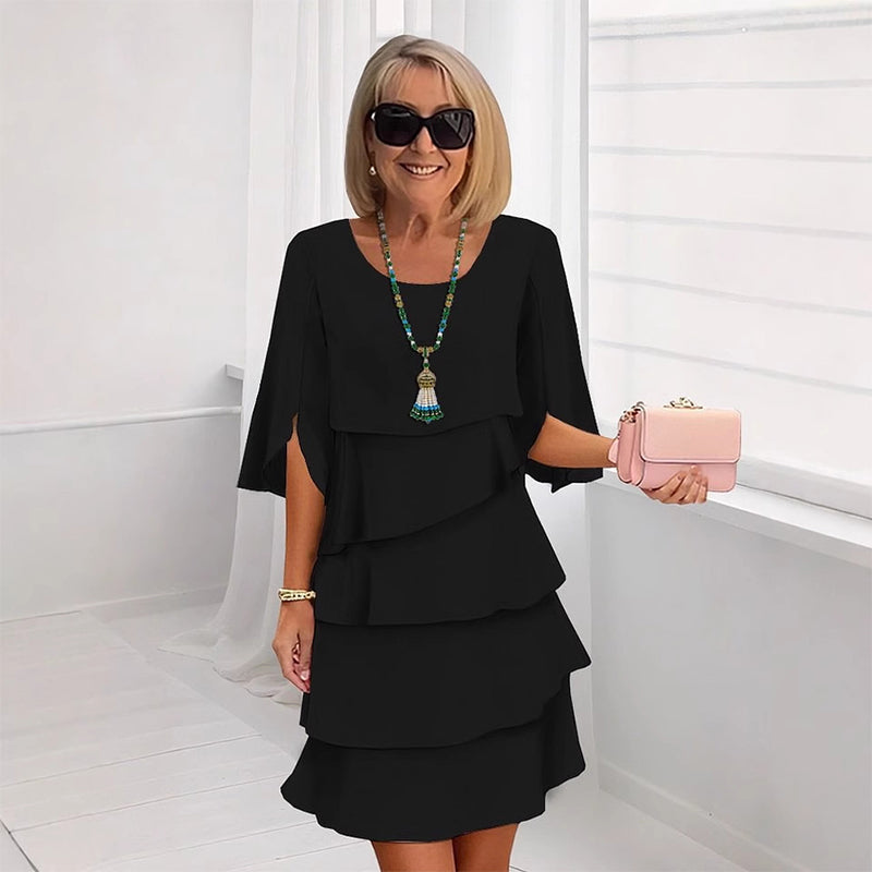 🎁Women's Elegant Layered Ruffle Sleeve Dress – Effortless Style for Every Occasion💃-20