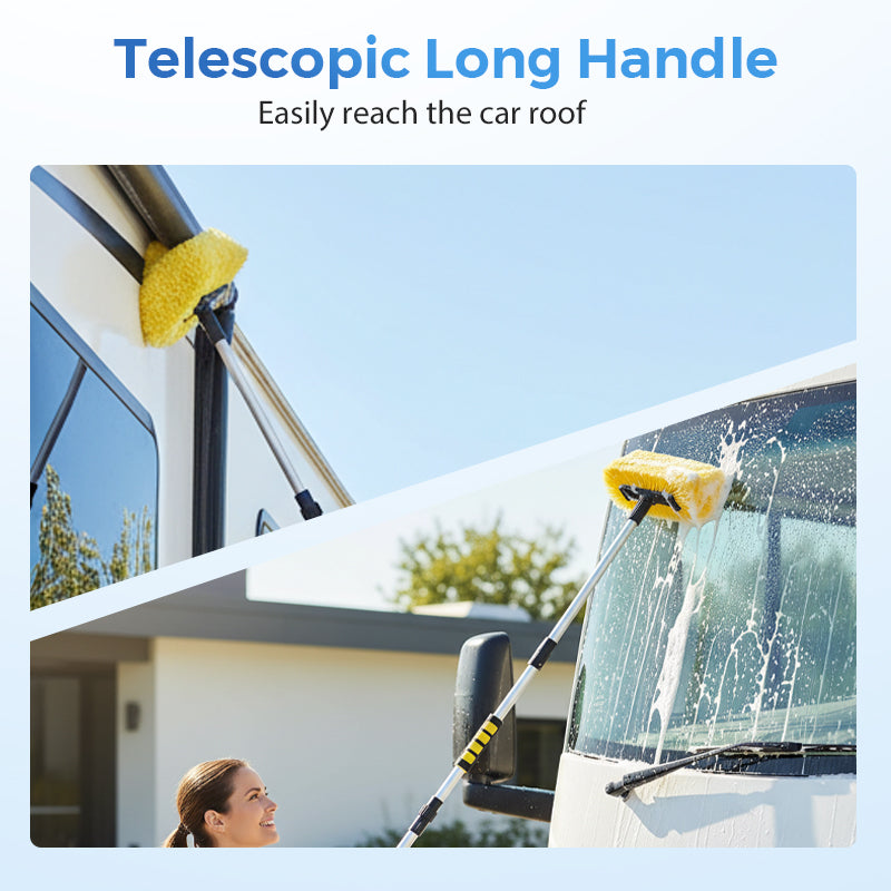 🚗 Clan Your Car Without Bending 60" Extendable Brush Reach Every Spot Fast No Scratches🧼💦-4
