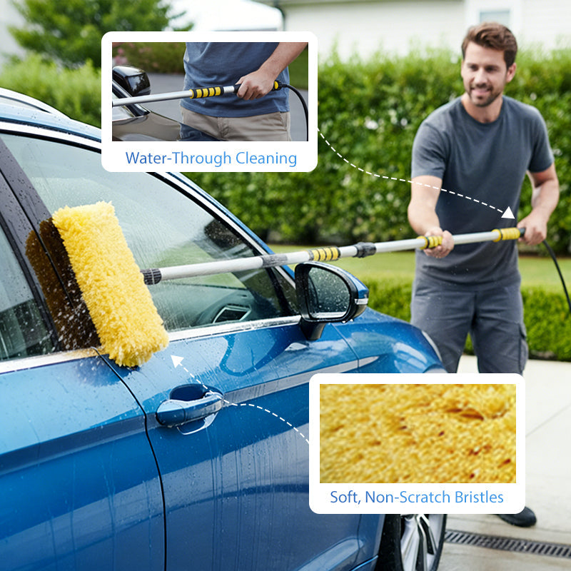 🚗 Clan Your Car Without Bending 60" Extendable Brush Reach Every Spot Fast No Scratches🧼💦-6