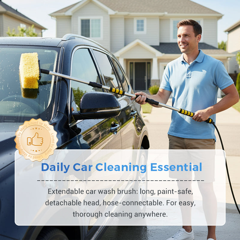 🚗 Clan Your Car Without Bending 60" Extendable Brush Reach Every Spot Fast No Scratches🧼💦-8