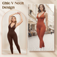 💞50K+ SOLD!🌸High-Stretch V-Neck Jumpsuit – All-day ease for fitness & beyond. Breathable, flexible & effortlessly chic. Your go-to for movement. 🧘‍♀️💫-4